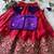 Red fendy silk embroidered lehenga with purple velvet work blouse for kids