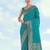 Rama banarasi silk blend jacuard work saree with unstitched blouse piece