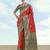 Red banarasi silk blend jacuard work saree with unstitched blouse piece