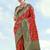 Red banarasi silk blend jacuard work saree with unstitched blouse piece