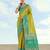 Parrot green banarasi silk blend jacuard work saree with unstitched blouse piece