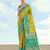 Parrot green banarasi silk blend jacuard work saree with unstitched blouse piece