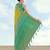 Parrot green banarasi silk blend jacuard work saree with unstitched blouse piece