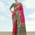 Pink banarasi silk blend jacuard work saree with unstitched blouse piece