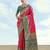 Pink banarasi silk blend jacuard work saree with unstitched blouse piece