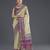 Cream banarasi silk blend jacuard work saree with unstitched blouse piece