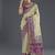 Cream banarasi silk blend jacuard work saree with unstitched blouse piece