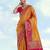 Masturd yellow banarasi silk blend jacuard work saree with unstitched blouse piece