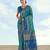 Rama banarasi silk blend jacuard work saree with unstitched blouse piece
