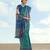 Rama banarasi silk blend jacuard work saree with unstitched blouse piece