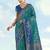 Rama banarasi silk blend jacuard work saree with unstitched blouse piece