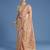 Cream banarasi silk blend jacuard work saree with unstitched blouse piece