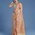 Cream banarasi silk blend jacuard work saree with unstitched blouse piece