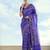 Royal blue banarasi silk blend jacuard work saree with unstitched blouse piece