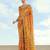 Yellow orange banarasi silk blend jacuard work saree with unstitched blouse piece