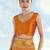 Yellow orange banarasi silk blend jacuard work saree with unstitched blouse piece