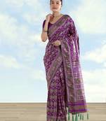 Purple banarasi silk blend jacuard work saree with unstitched blouse piece