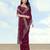 Wine georgette embroidery work saree with unstitched blouse piece