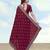 Wine georgette embroidery work saree with unstitched blouse piece
