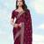 Wine georgette embroidery work saree with unstitched blouse piece