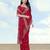 Pink georgette embroidery work saree with unstitched blouse piece