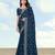 Rama georgette embroidery work saree with unstitched blouse piece