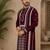Maroon color embroidery and silver sequence work silk men's kurta payjama set