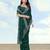 Green georgette embroidery work saree with unstitched blouse piece