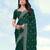 Green georgette embroidery work saree with unstitched blouse piece