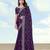 Purple georgette embroidery work saree with unstitched blouse piece