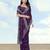 Purple georgette embroidery work saree with unstitched blouse piece