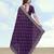 Purple georgette embroidery work saree with unstitched blouse piece