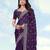Purple georgette embroidery work saree with unstitched blouse piece