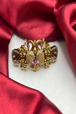 22k Gold Plated Peacock Hair Clip – Antique South Indian Bridal Jada Billu Accessory 2
