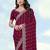 Wine georgette embroidery work saree with unstitched blouse piece