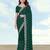 Green georgette embroidery work saree with unstitched blouse piece