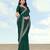 Green georgette embroidery work saree with unstitched blouse piece