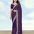 Purple georgette embroidery work saree with unstitched blouse piece
