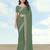 Pista georgette embroidery work saree with unstitched blouse piece