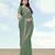 Pista georgette embroidery work saree with unstitched blouse piece
