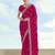 Pink georgette embroidery work saree with unstitched blouse piece