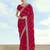 Rani pink georgette embroidery work saree with unstitched blouse piece