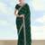 Green georgette embroidery work saree with unstitched blouse piece
