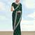 Green georgette embroidery work saree with unstitched blouse piece