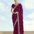 Wine georgette embroidery work saree with unstitched blouse piece