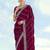Wine georgette embroidery work saree with unstitched blouse piece