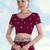 Wine georgette embroidery work saree with unstitched blouse piece
