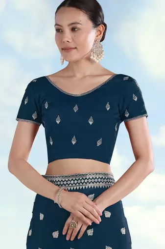 Morpich georgette embroidery work saree with unstitched blouse piece