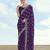Purple georgette embroidery work saree with unstitched blouse piece
