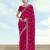 Pink georgette embroidery work saree with unstitched blouse piece